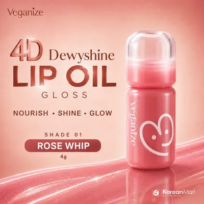 Self Beauty Veganize 4D Dewyshine Lip Oil Gloss (Shade 01 Rose Whip) - 4g